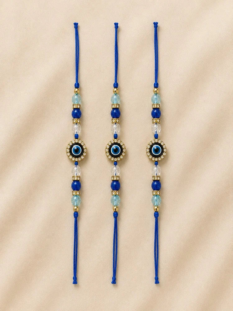 Designer Evil Eye Rakhi Online Traditional Blue Nazar Rakhi Gift